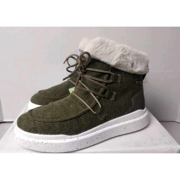 Romika Helsinki Winter Ankle Boots Faux Fur Women EU 38 Olive Green Waterproof - Picture 3 of 10